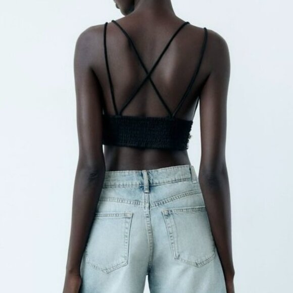 Zara Seashell Linen Top XS - Picture 3 of 6